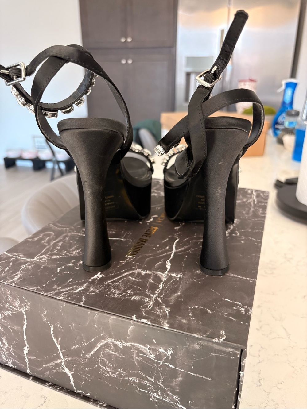 Steve Madden Black Jeweled Platform Heels - Picture 4 of 8
